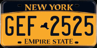 NY license plate GEF2525