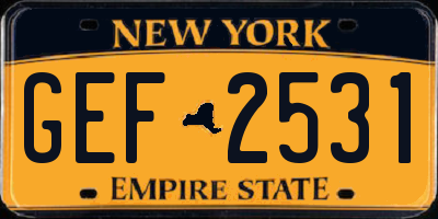 NY license plate GEF2531