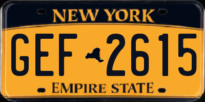 NY license plate GEF2615