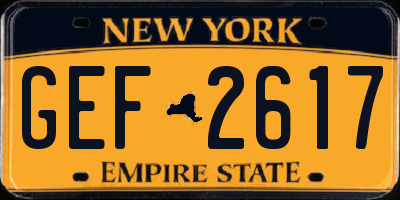 NY license plate GEF2617