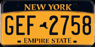 NY license plate GEF2758