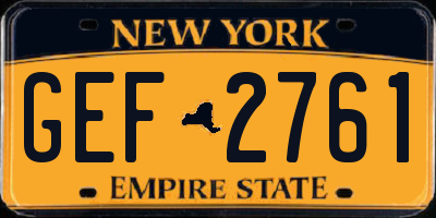 NY license plate GEF2761
