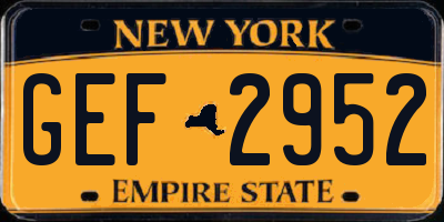 NY license plate GEF2952