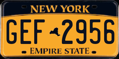 NY license plate GEF2956