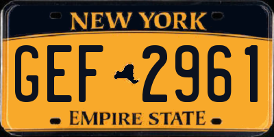 NY license plate GEF2961