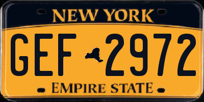 NY license plate GEF2972