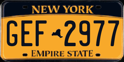 NY license plate GEF2977
