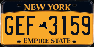 NY license plate GEF3159
