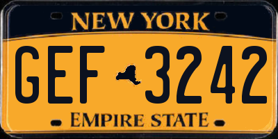 NY license plate GEF3242