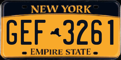NY license plate GEF3261