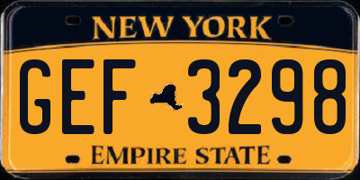NY license plate GEF3298