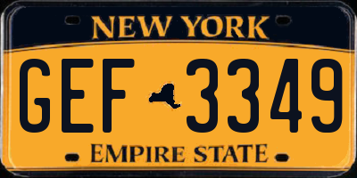 NY license plate GEF3349
