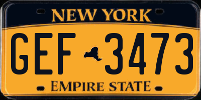 NY license plate GEF3473