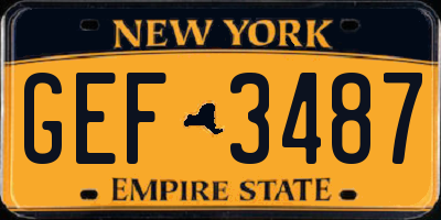 NY license plate GEF3487
