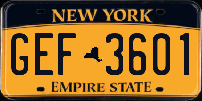 NY license plate GEF3601
