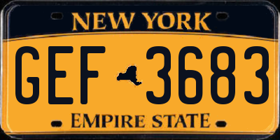 NY license plate GEF3683