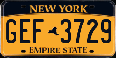 NY license plate GEF3729