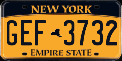 NY license plate GEF3732