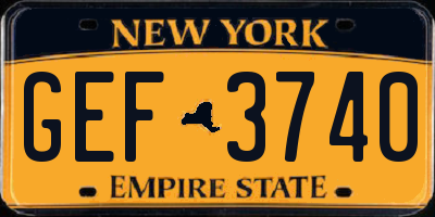 NY license plate GEF3740