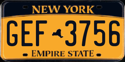 NY license plate GEF3756