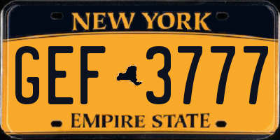 NY license plate GEF3777