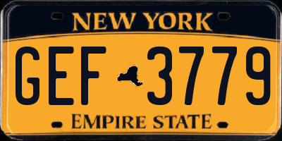 NY license plate GEF3779