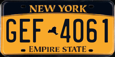 NY license plate GEF4061