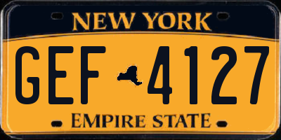 NY license plate GEF4127