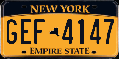 NY license plate GEF4147
