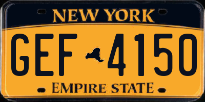 NY license plate GEF4150