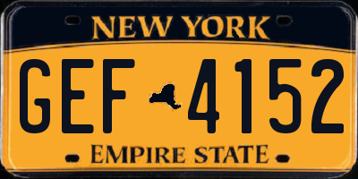 NY license plate GEF4152