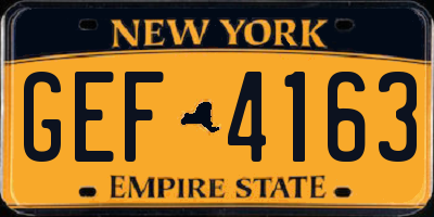 NY license plate GEF4163