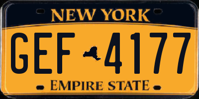 NY license plate GEF4177