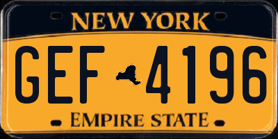 NY license plate GEF4196