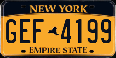 NY license plate GEF4199