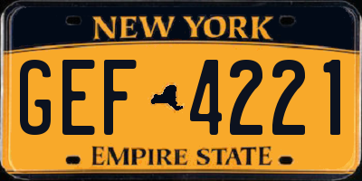 NY license plate GEF4221