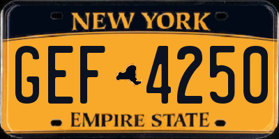 NY license plate GEF4250