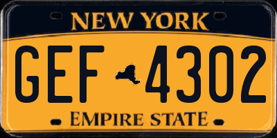 NY license plate GEF4302