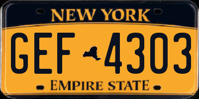 NY license plate GEF4303