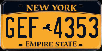 NY license plate GEF4353