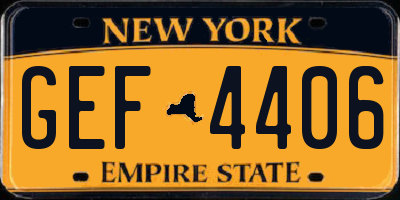 NY license plate GEF4406