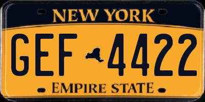 NY license plate GEF4422
