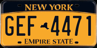 NY license plate GEF4471
