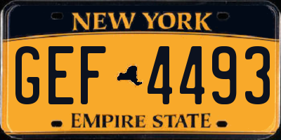 NY license plate GEF4493