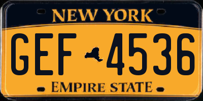 NY license plate GEF4536