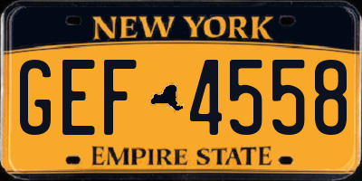 NY license plate GEF4558