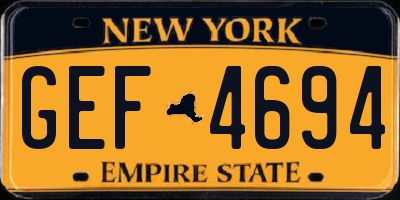 NY license plate GEF4694