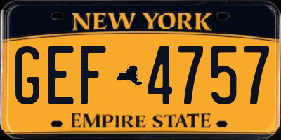 NY license plate GEF4757