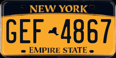 NY license plate GEF4867