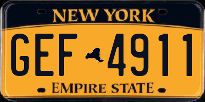 NY license plate GEF4911